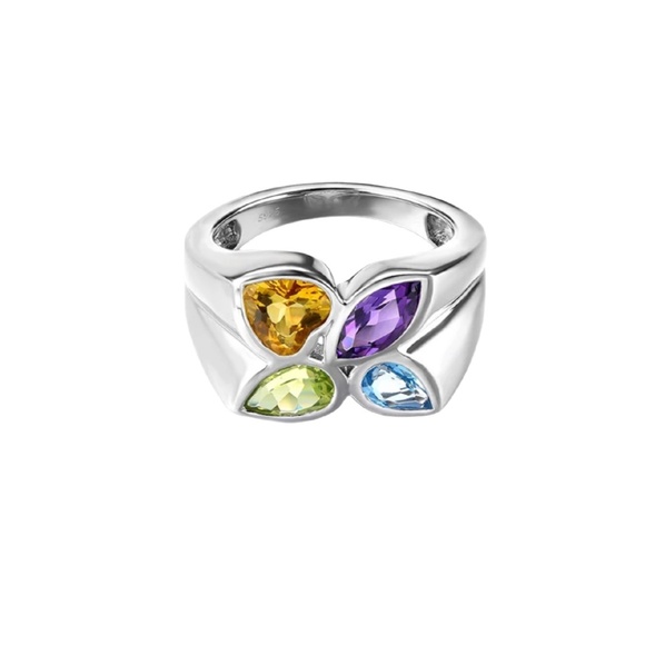 CZ & Rhodium Multi-Colored Gemstone Ring – Elegant & Vibrant - size 9 - Picture 2 of 3